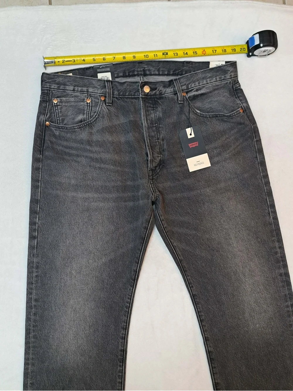 Levi's ® Original Selvedge Men's Jeans - Black Ash Grey - Men's size 38x32